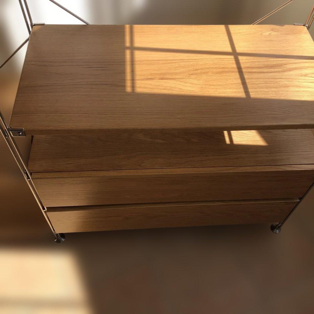 オクユキ！　無印良品 ステンレスユニットシェルフ・オーク材・引出し付