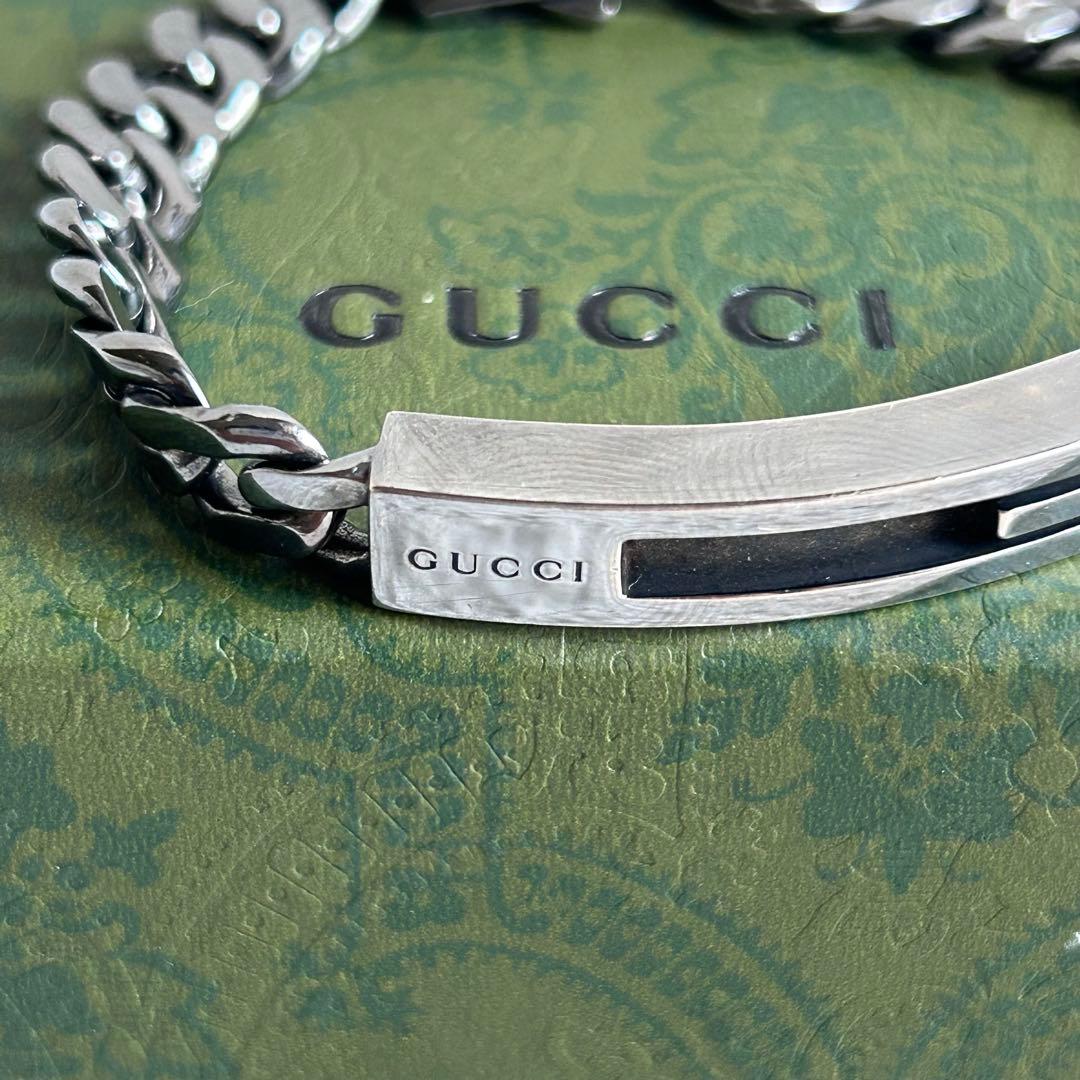 美品✨GUCCI グッチ チェーンブレスレット 喜平 Gロゴプレート SV925