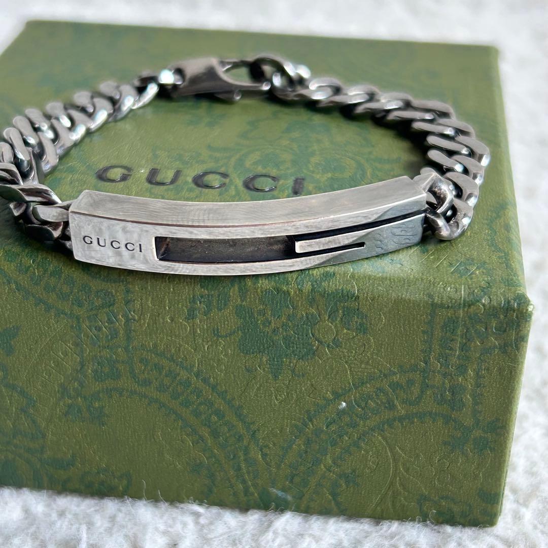 美品✨GUCCI グッチ チェーンブレスレット 喜平 Gロゴプレート SV925
