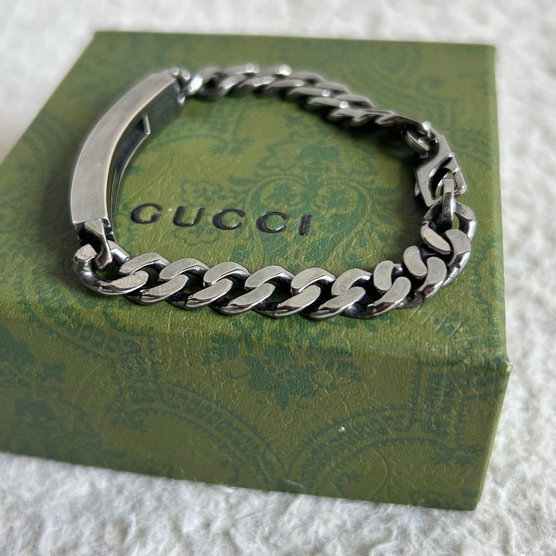 美品✨GUCCI グッチ チェーンブレスレット 喜平 Gロゴプレート SV925