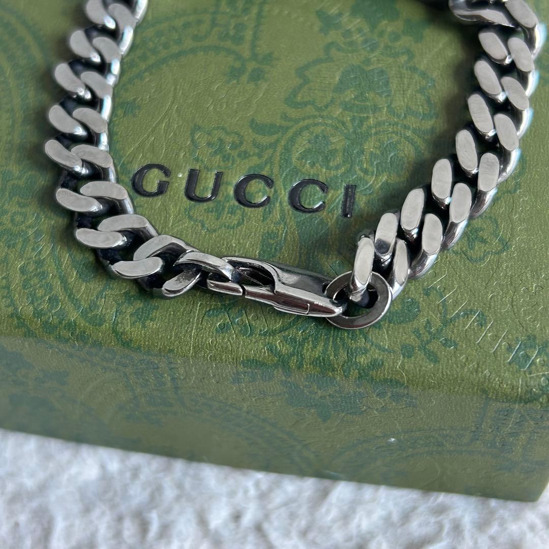 美品✨GUCCI グッチ チェーンブレスレット 喜平 Gロゴプレート SV925