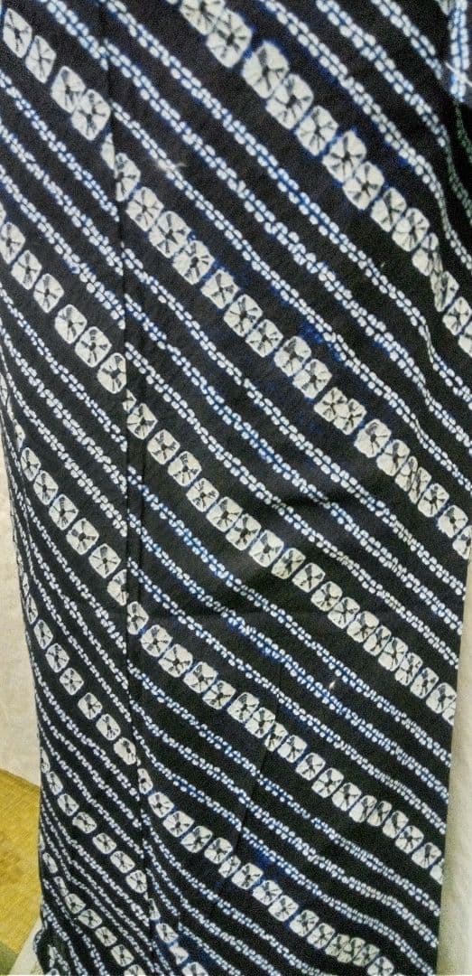 有松絞り浴衣、紺色小紋しつけつき