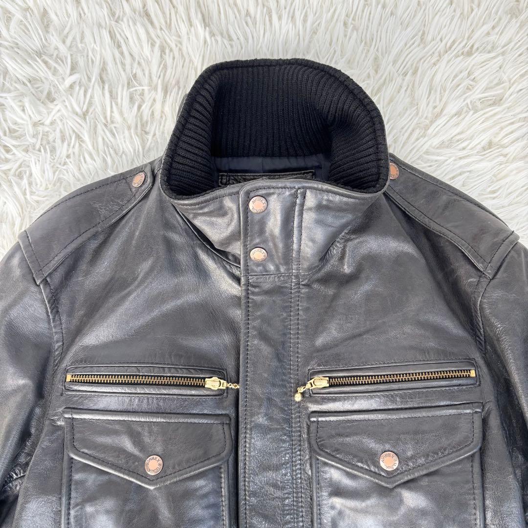 AVIREX 6191014馬革 レザー M-65 ミリタリージャケット 黒 L