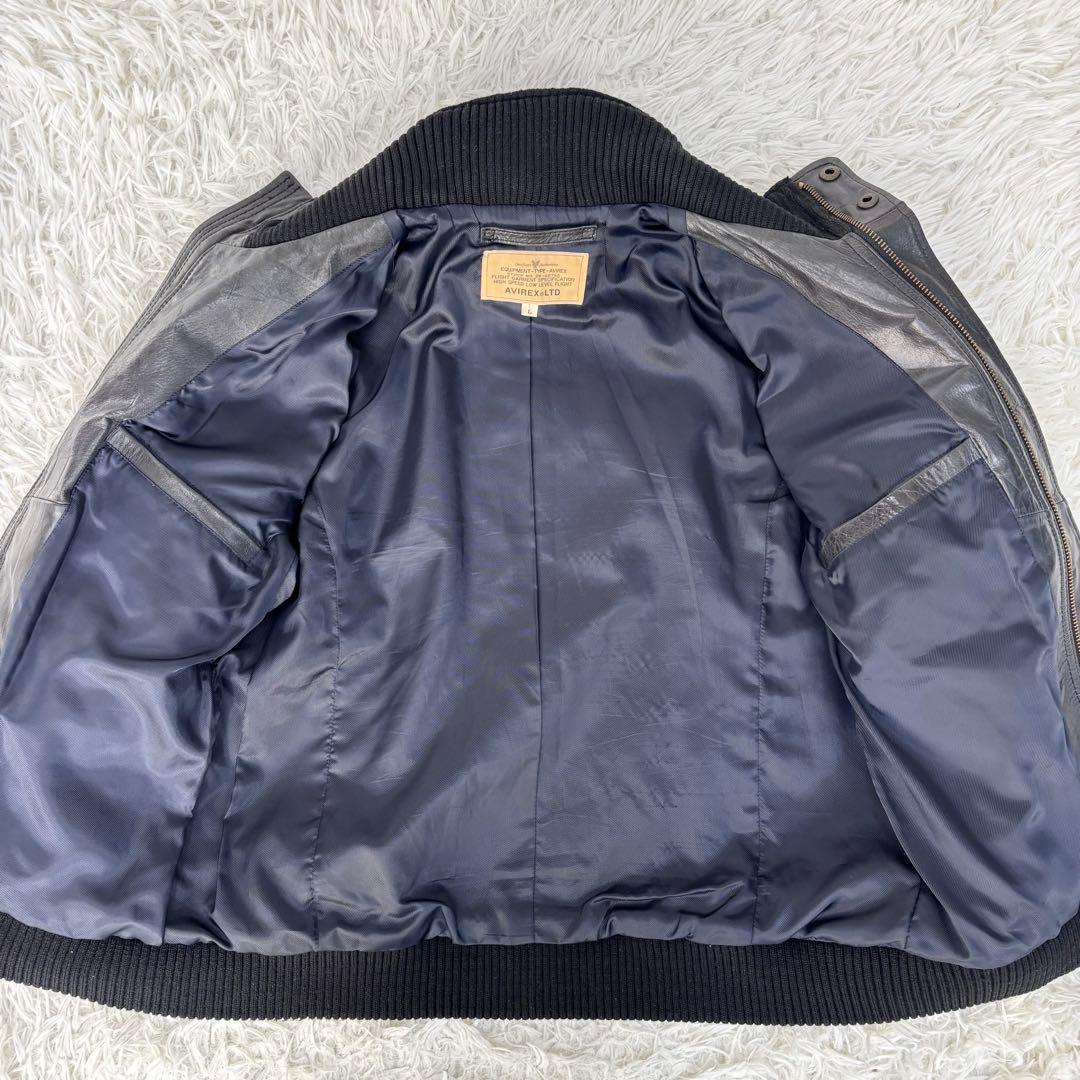 AVIREX 6191014馬革 レザー M-65 ミリタリージャケット 黒 L