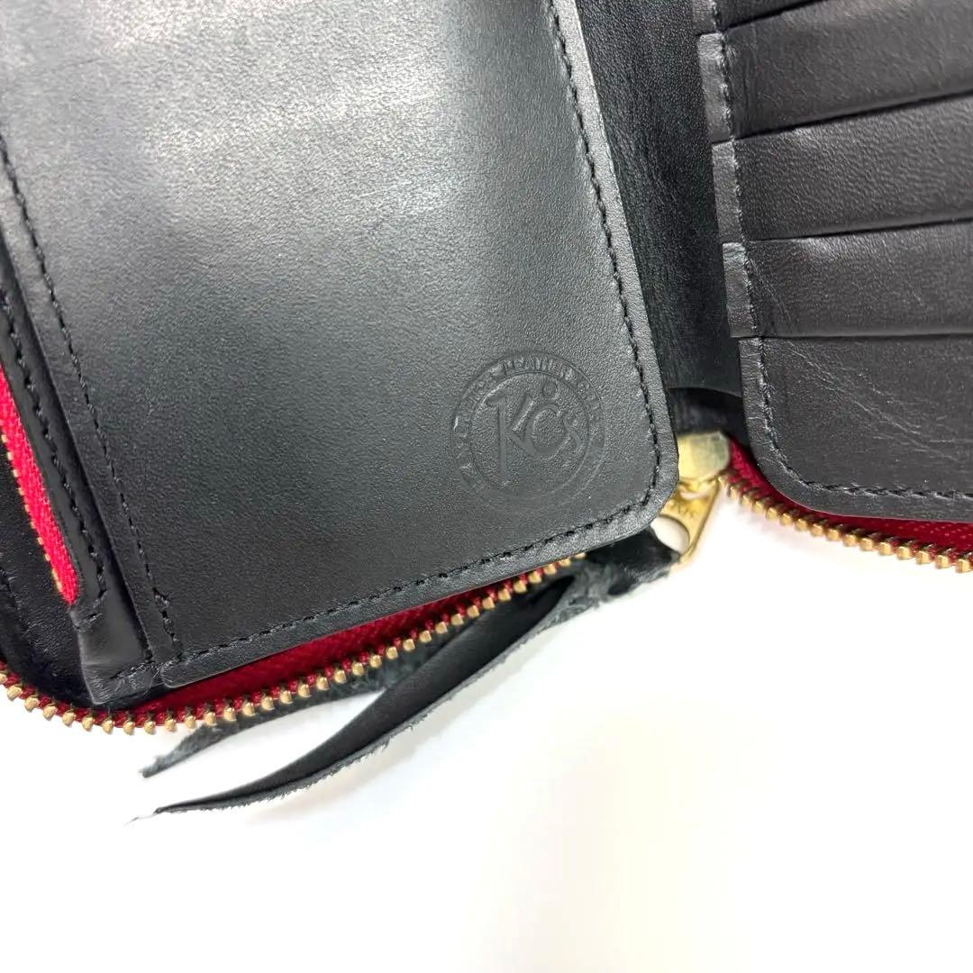 未使用級！Kc's ケイシイズ レザー ハンドメイド ラウンドジップ 財布 黒