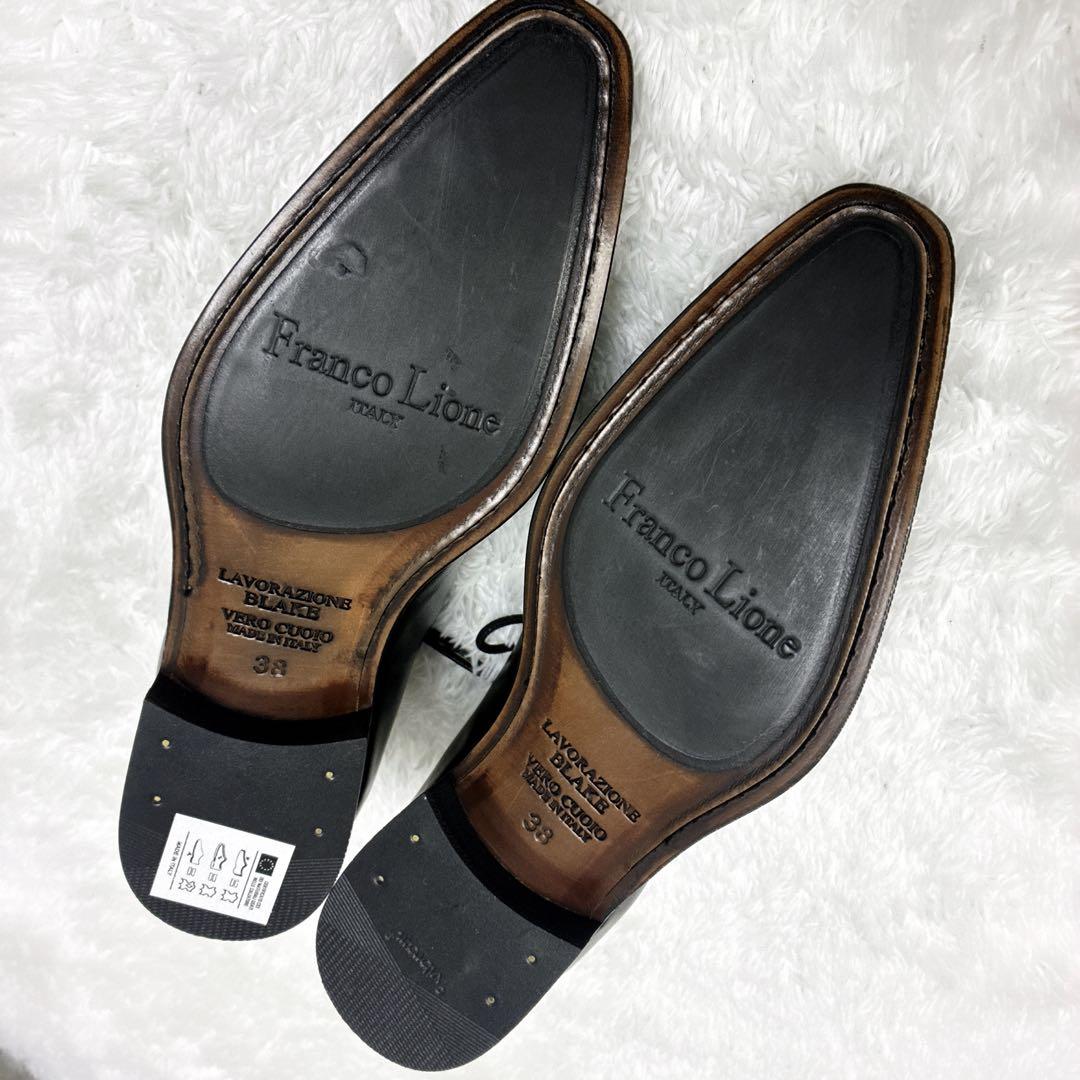 【美品】Franco Lione 伊製 レザー メダリオン　黒 24~24.5