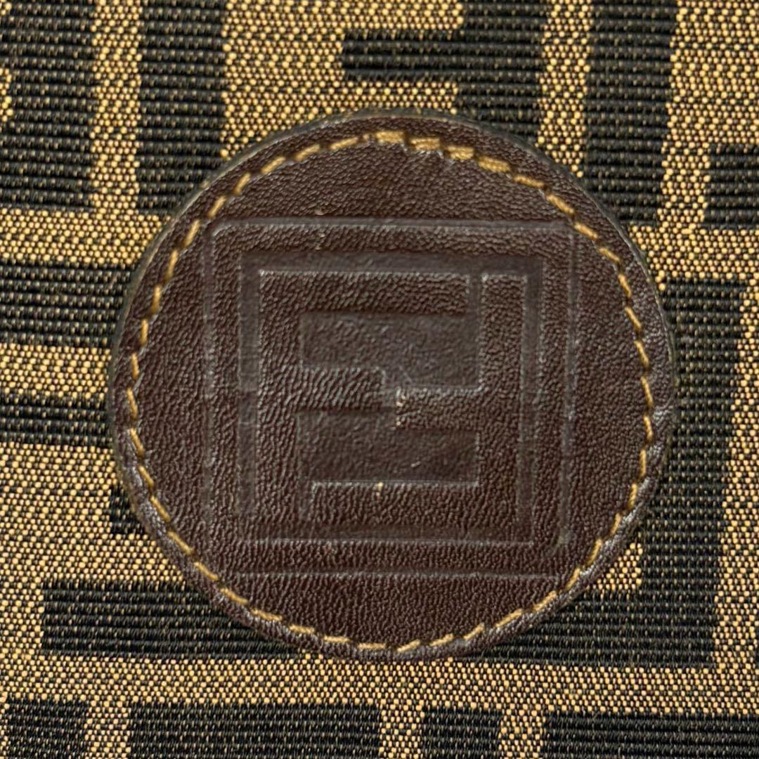 フェンディ ズッカ 総柄 ボストンバッグ キャンバス レザー 大容量 ブラウン