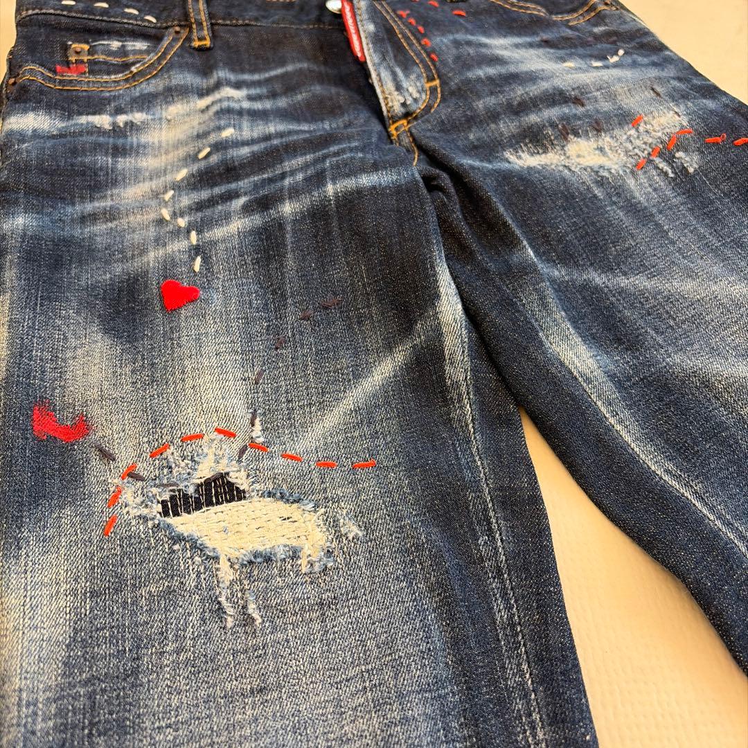 売約済　ディースク　ダメージ加工 スキニーデニム ダークブルー