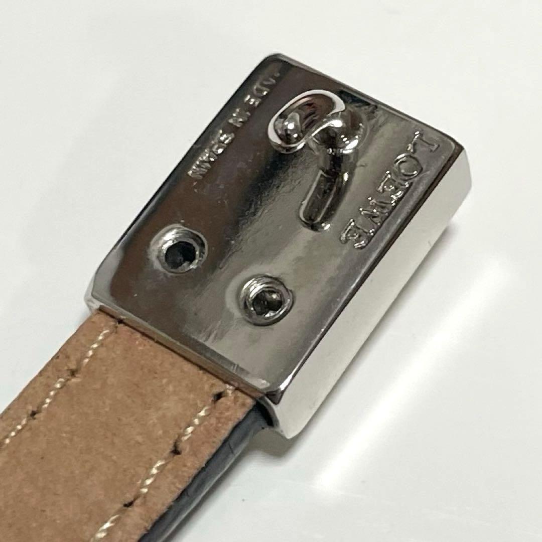 美品❗️LOEWE ロエベ アナグラム スリムベルト ブラック レザー 細ベルト