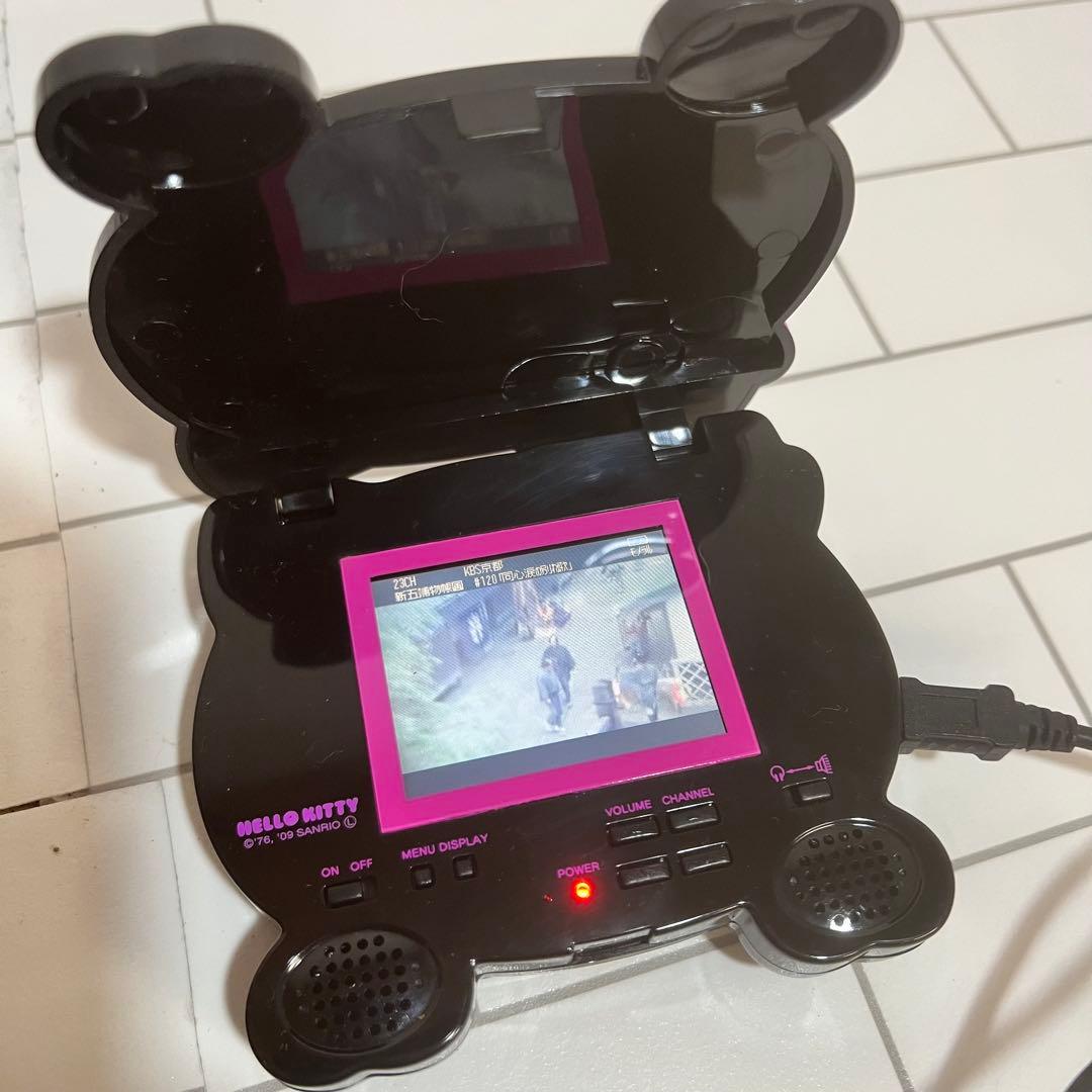 キティ　ワンセグテレビ　フェイス型　黒キティ　ピンク　小型　動作OK サンリオ