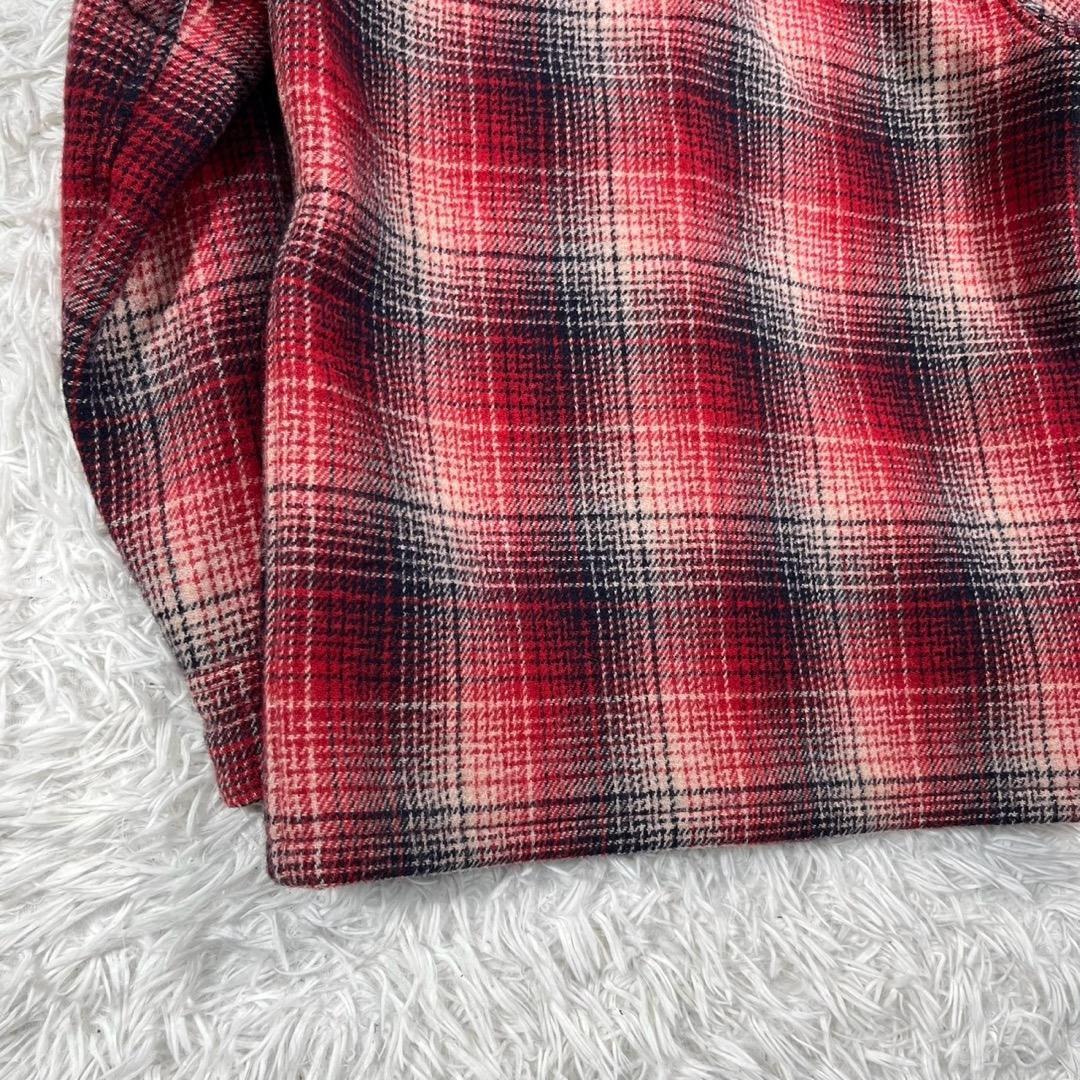 TMT ウールチェックジャケット　赤【S】日本製　くるみボタン◆オンブレチェック