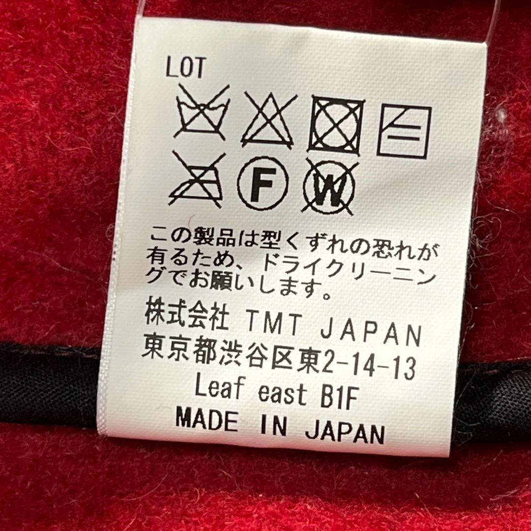 TMT ウールチェックジャケット　赤【S】日本製　くるみボタン◆オンブレチェック