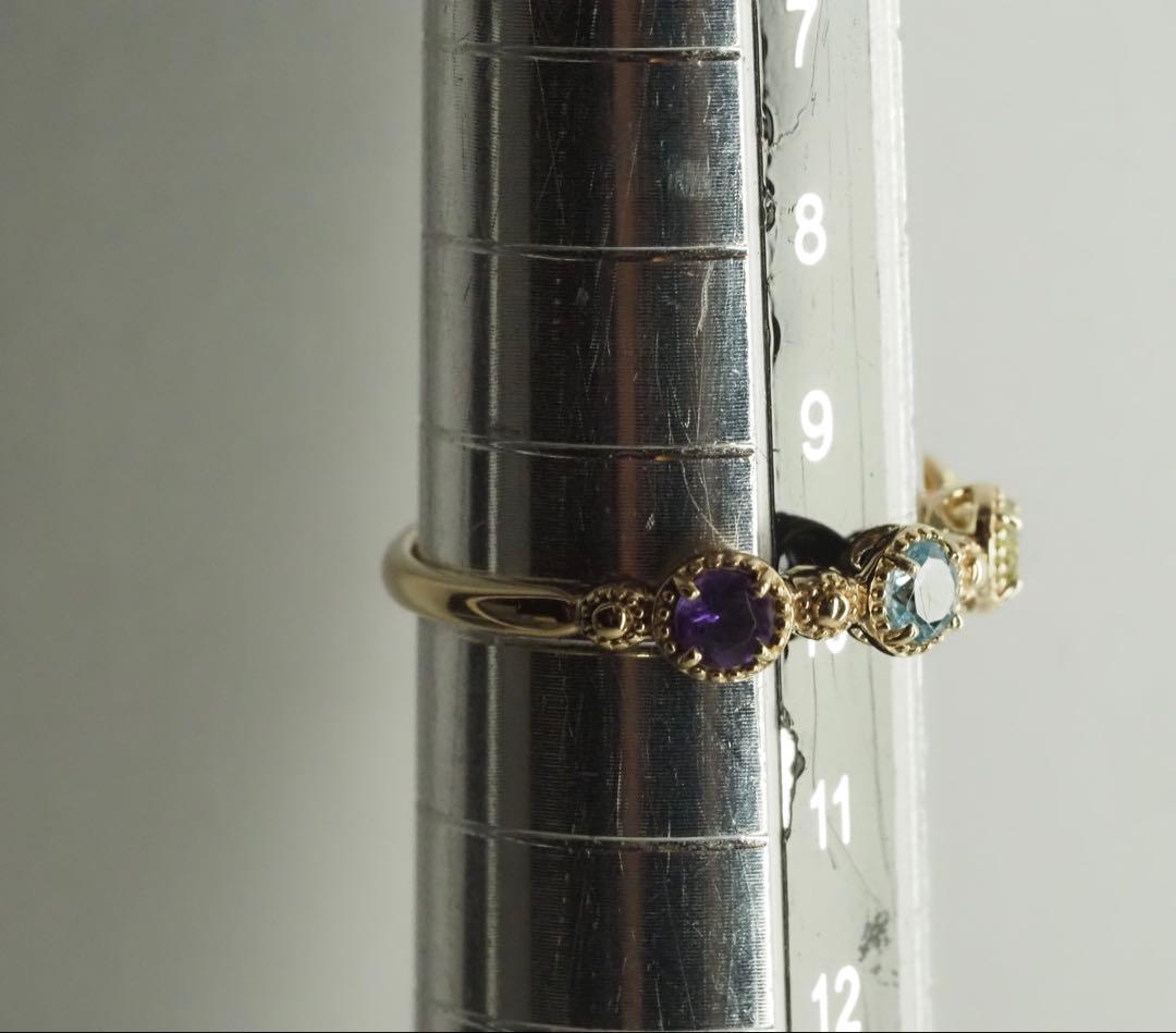 ◎クラシカルで可愛い❤︎K10YG 天然マルチストーン リング