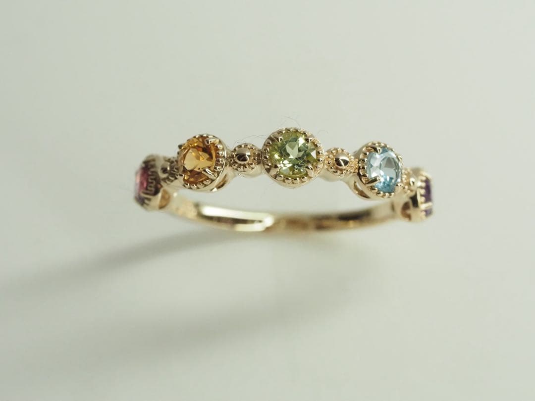 ◎クラシカルで可愛い❤︎K10YG 天然マルチストーン リング