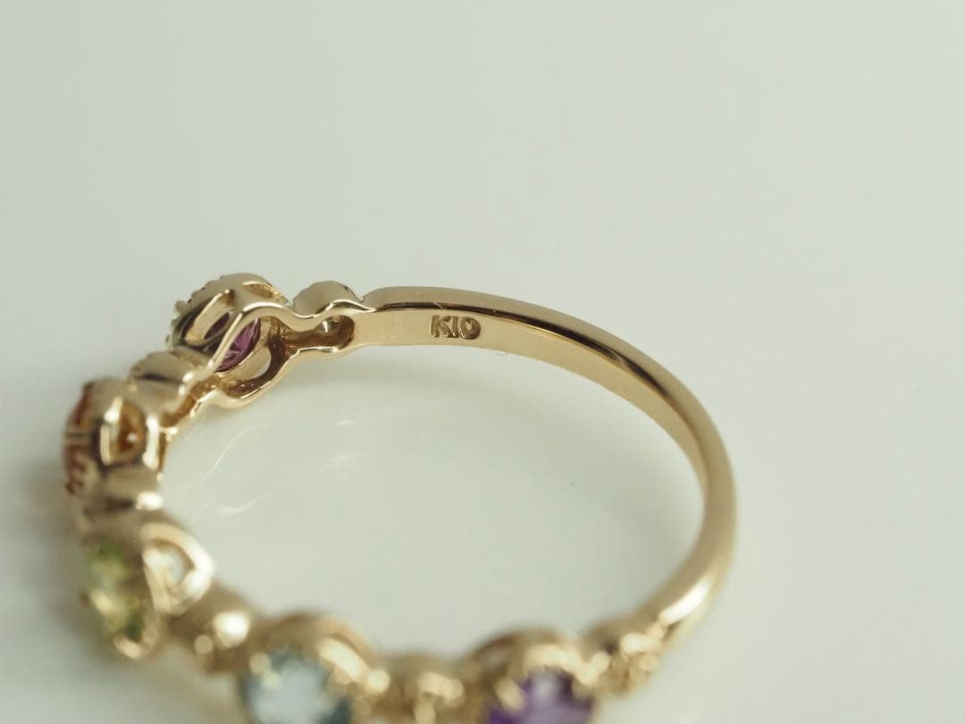 ◎クラシカルで可愛い❤︎K10YG 天然マルチストーン リング