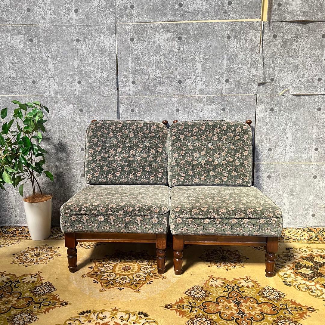 ばあちゃん꧁カリモク家具 karimoku꧂コロニアル1人掛けソファ2脚