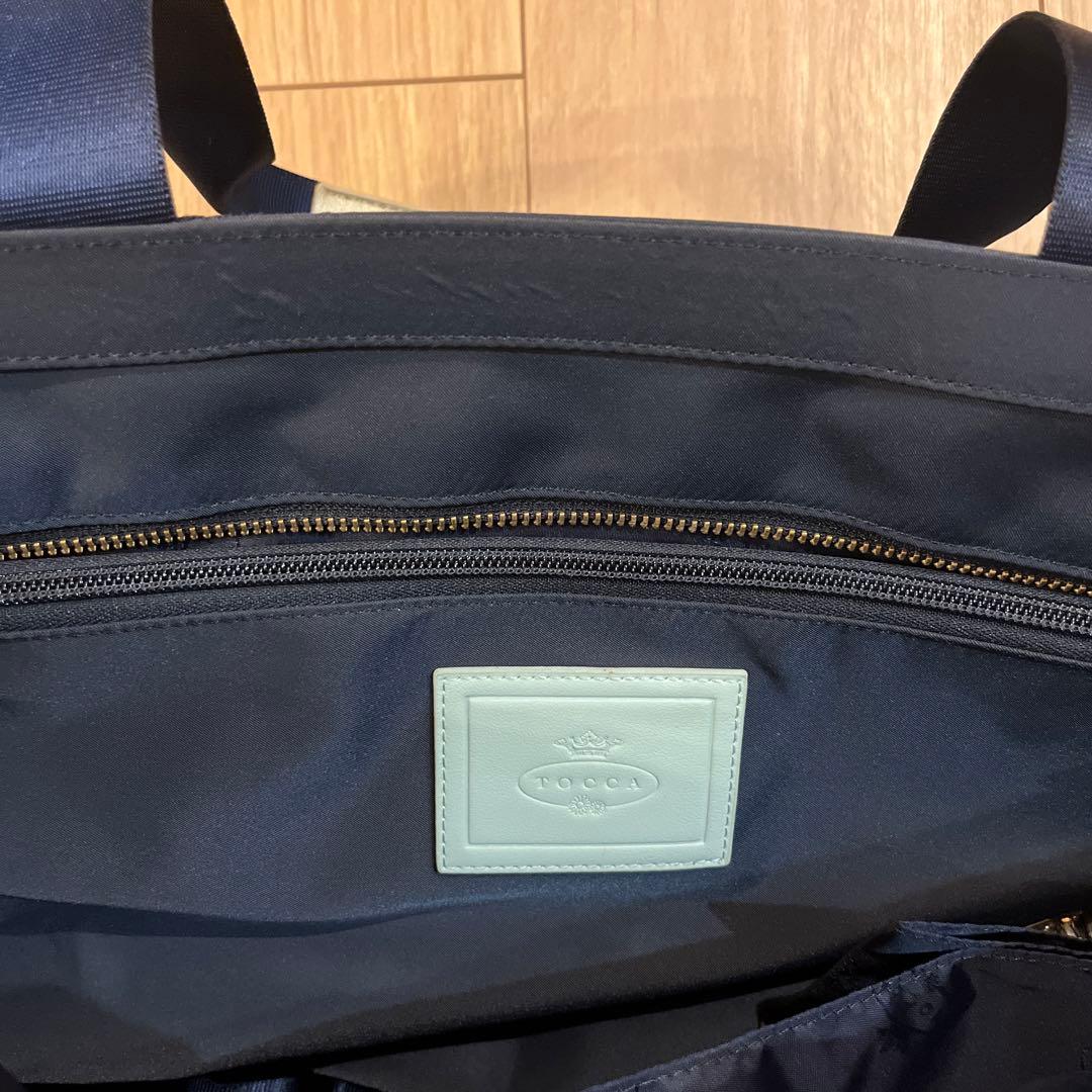 【未使用】TOCCA トッカ　ネイビー　リボン　トート