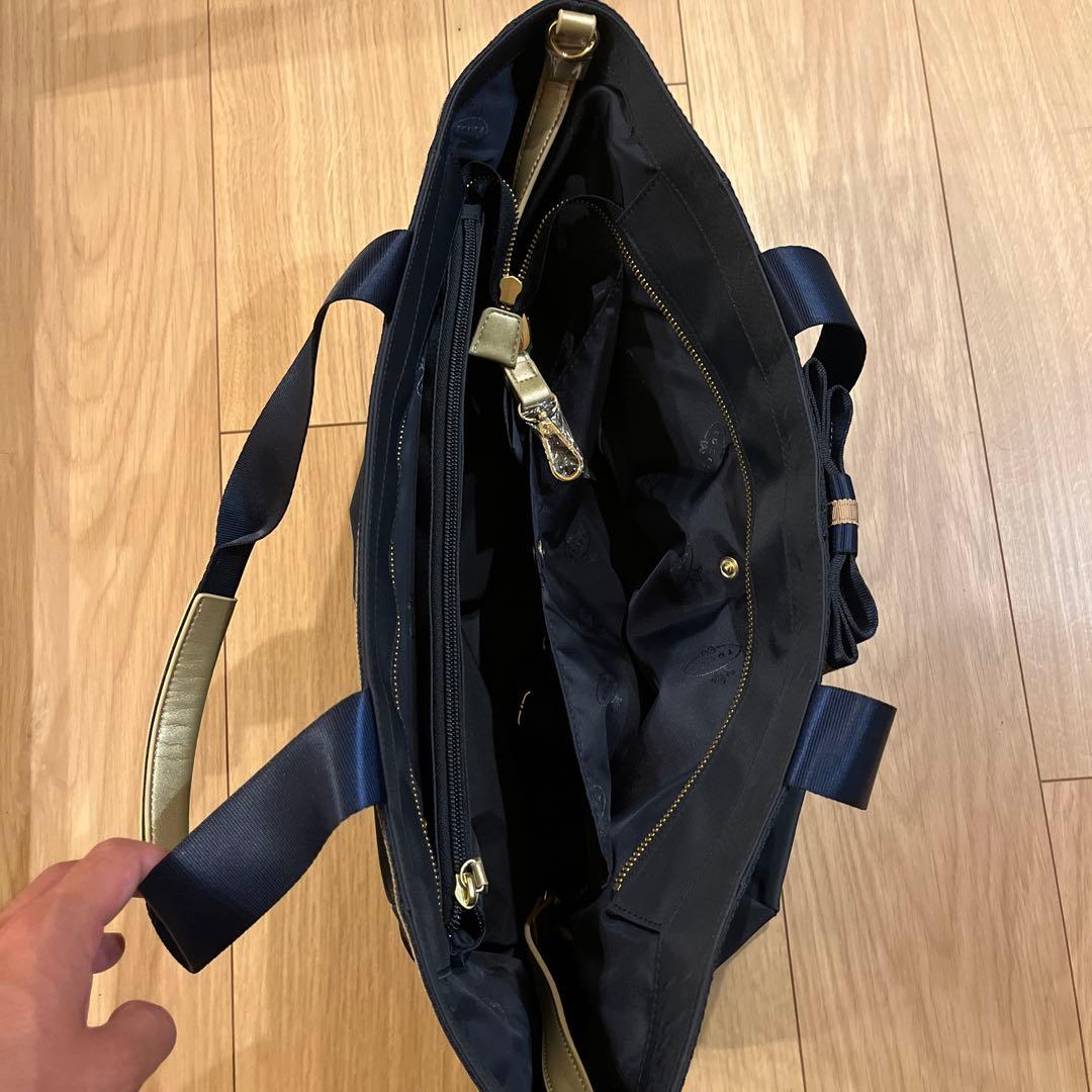 【未使用】TOCCA トッカ　ネイビー　リボン　トート