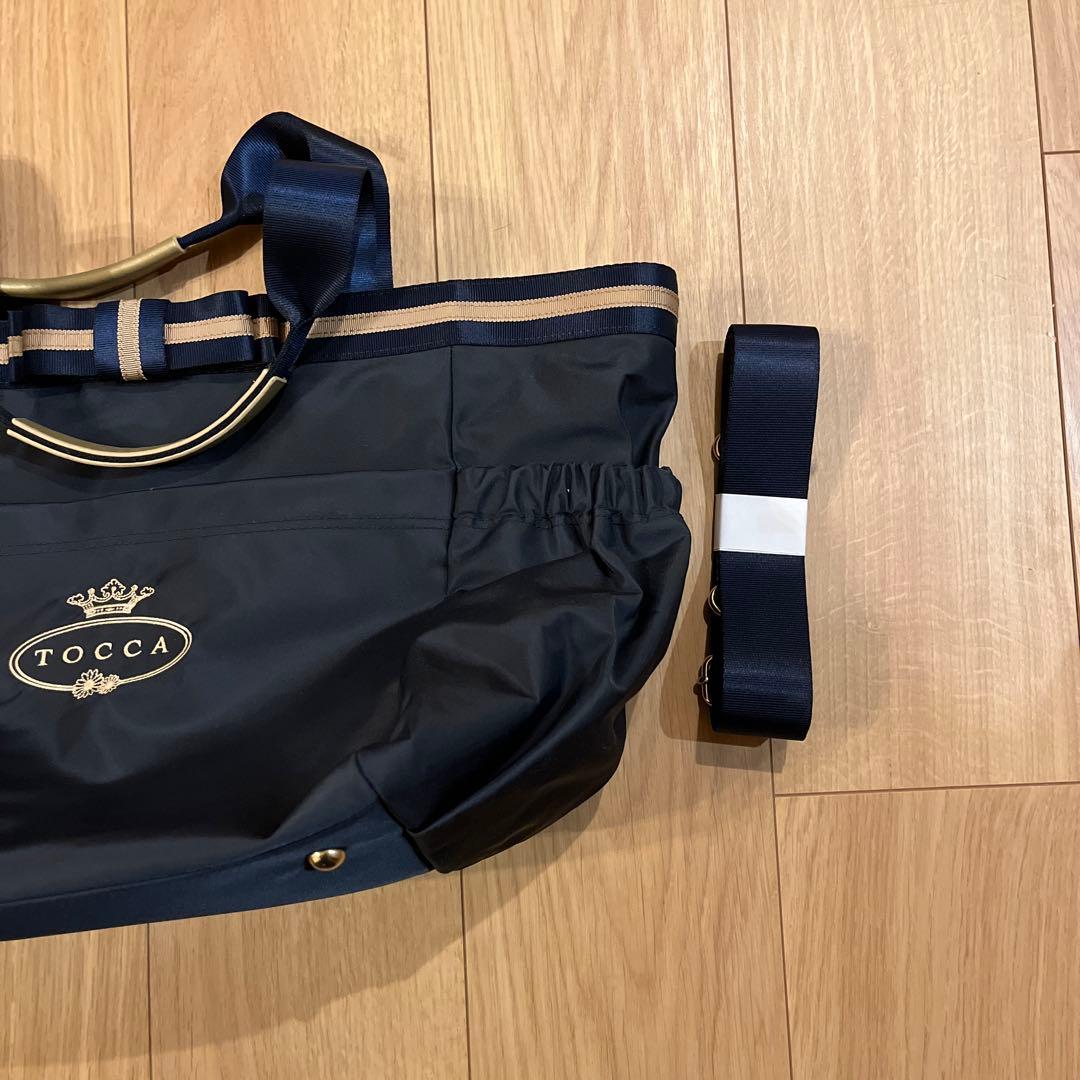 【未使用】TOCCA トッカ　ネイビー　リボン　トート