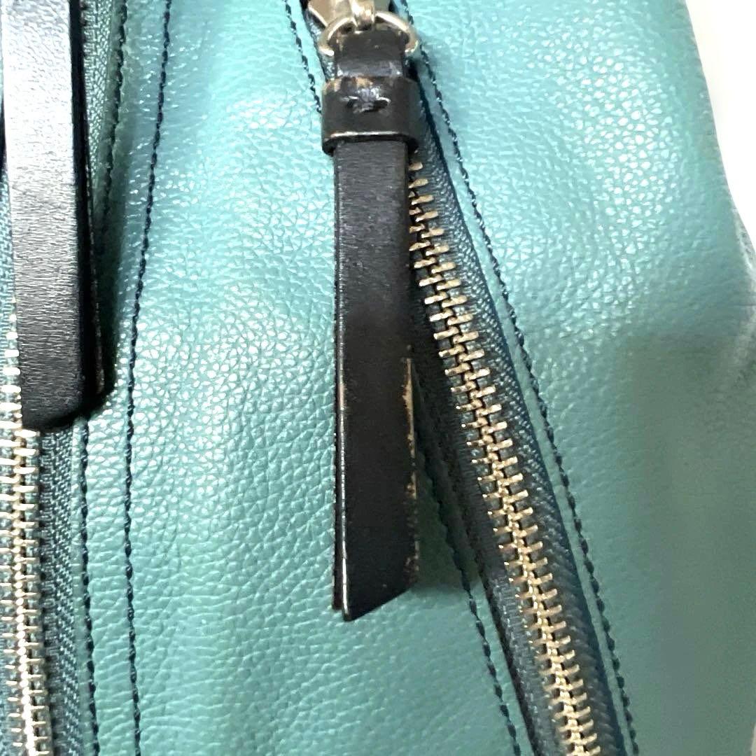 【COACH】コーチ 青緑色 レザー ボディバッグ