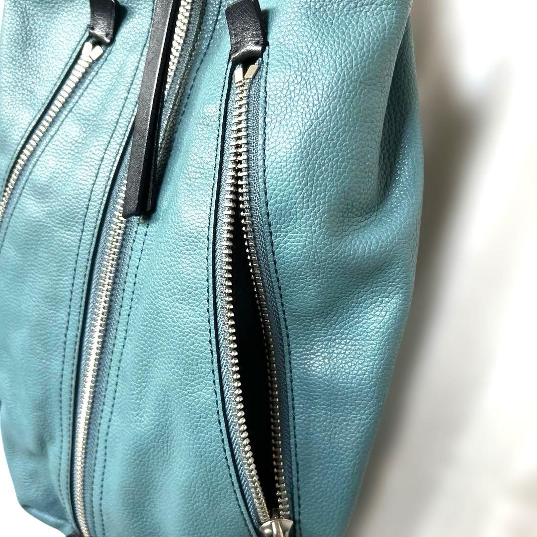 【COACH】コーチ 青緑色 レザー ボディバッグ