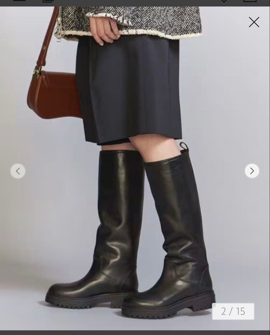 ユナイテッドアローズ　CORSO ROMA 9 レザー ロングブーツ　ブラック