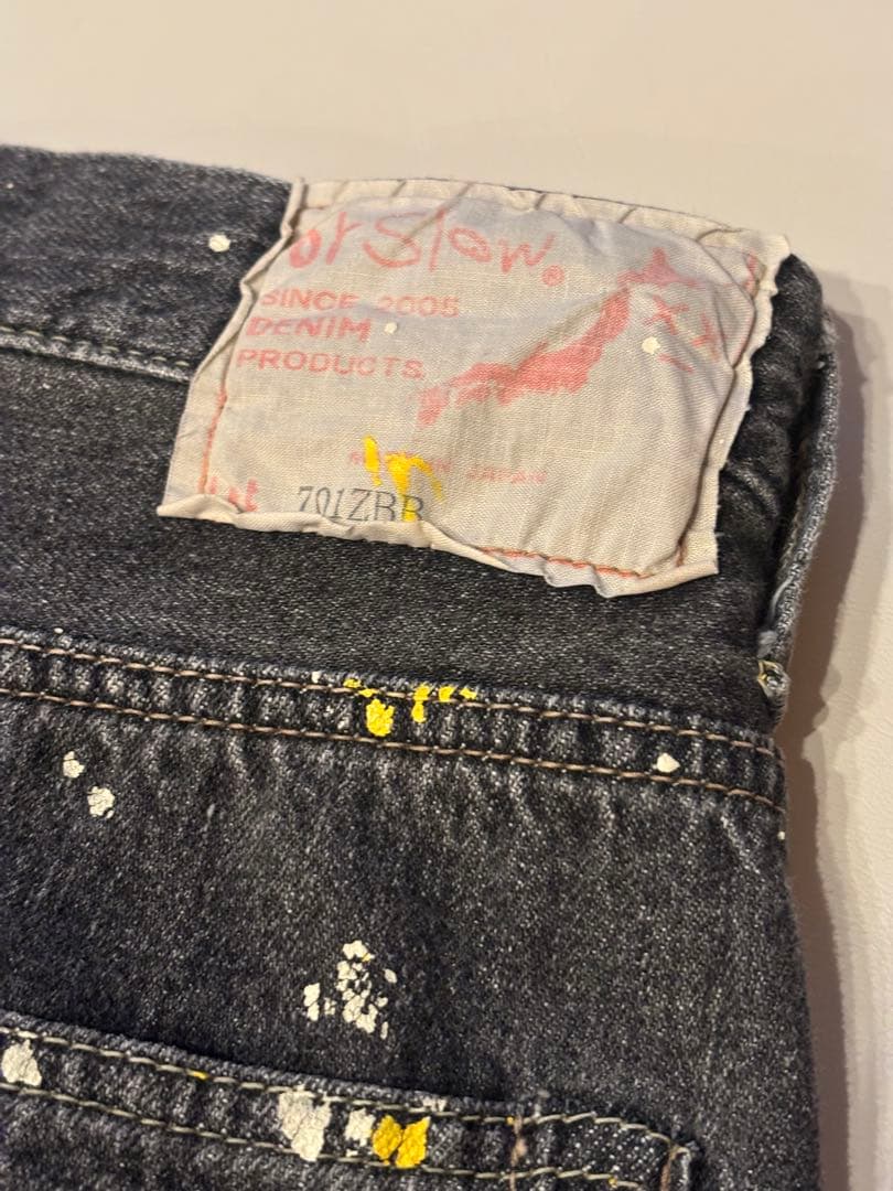 orSlow BEAMS BOY Black Monroe pants ペイント