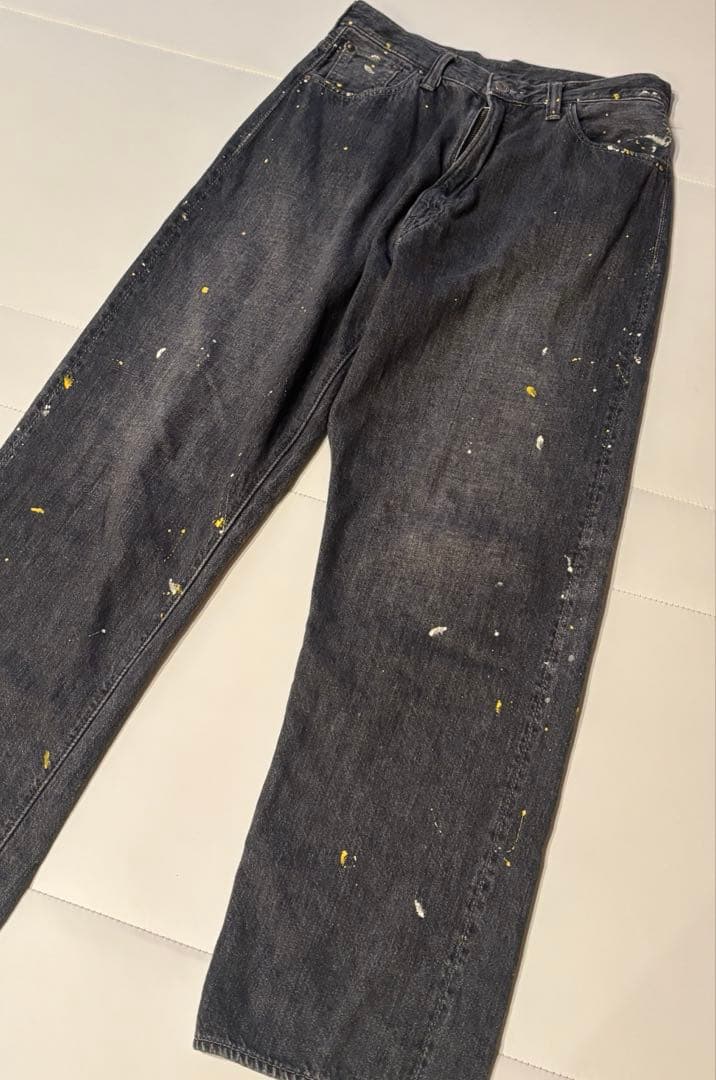 orSlow BEAMS BOY Black Monroe pants ペイント