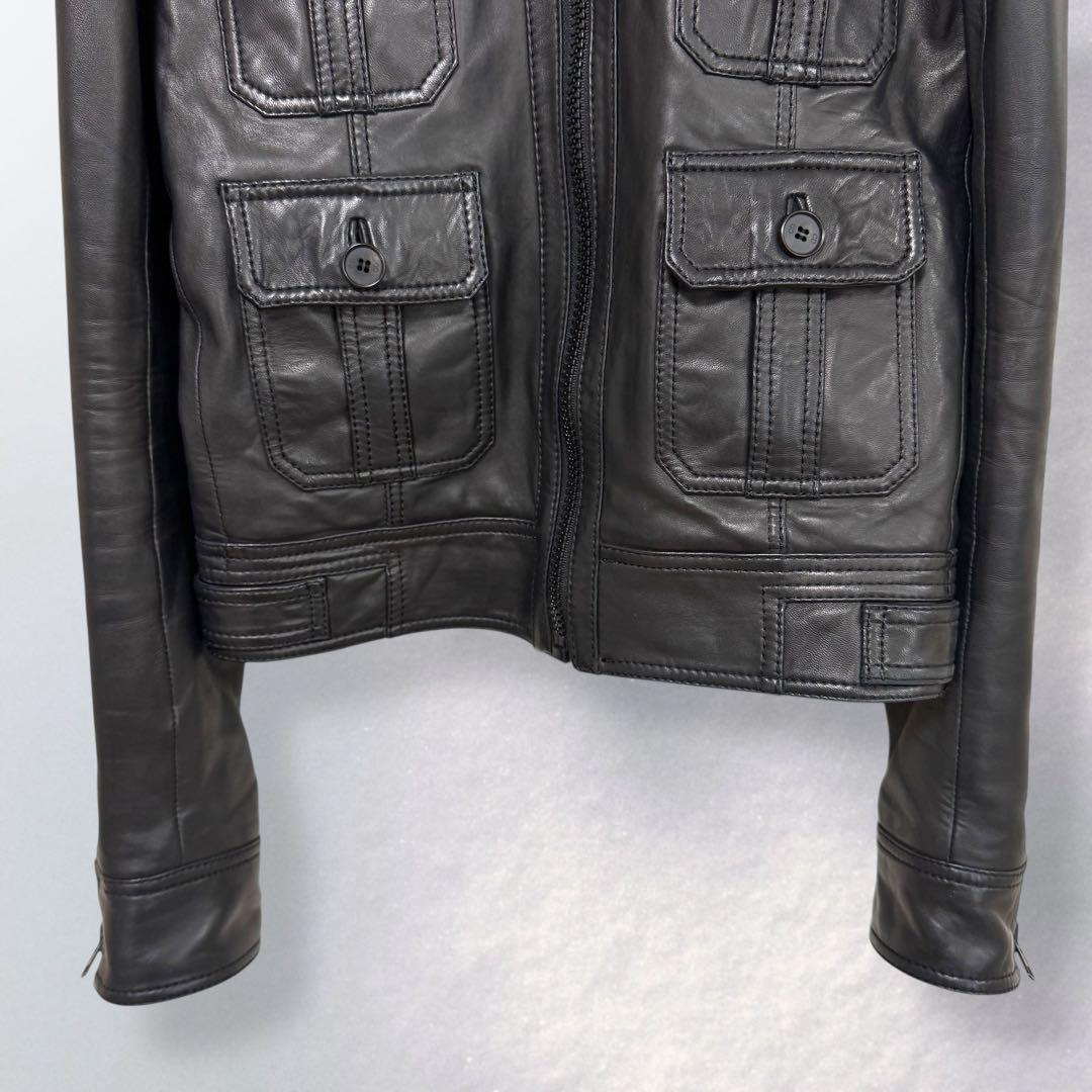 スタッドオム レザージャケット ライダース 4ポケット ジップアップ《i557