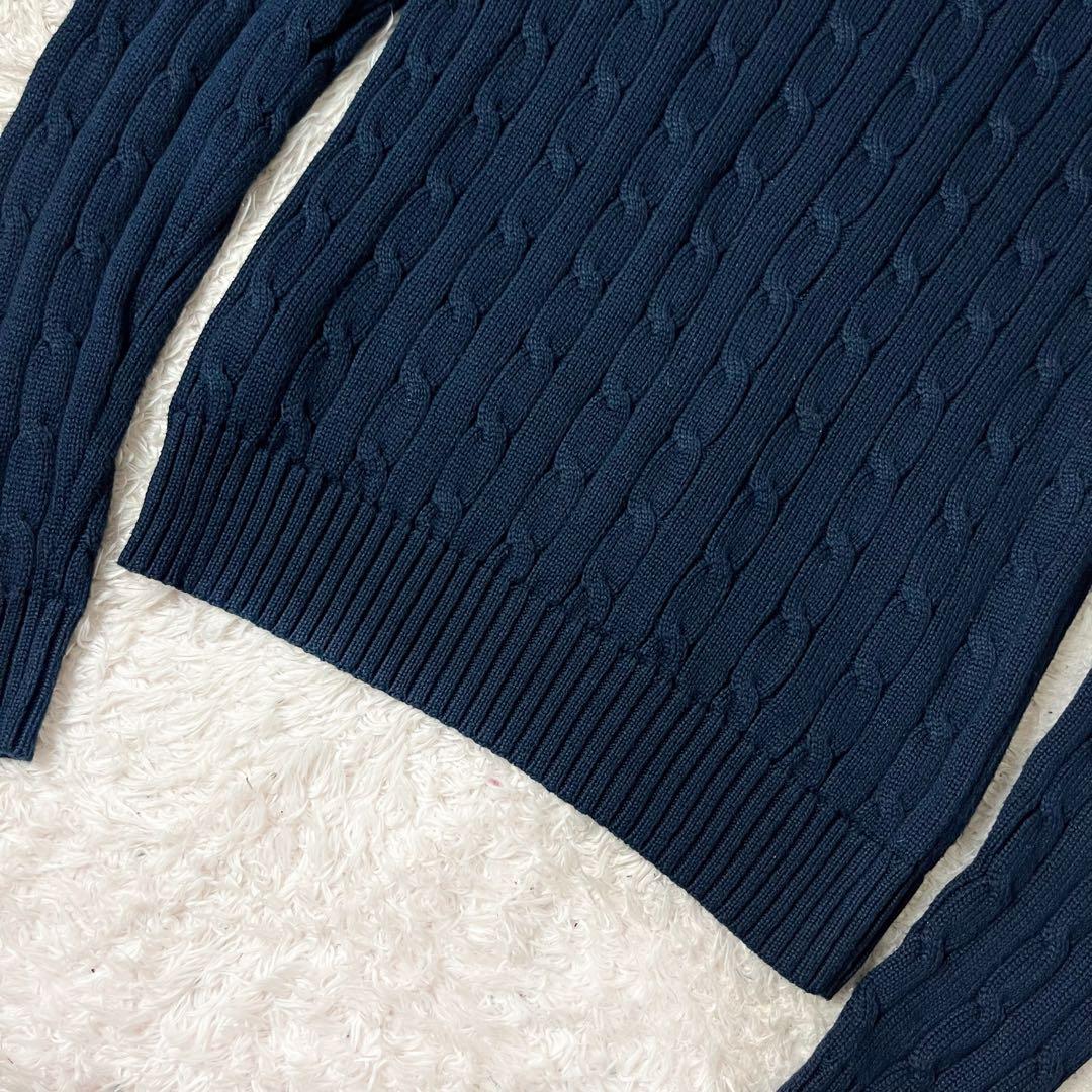 ✖︎ ポロラルフローレン コットン ケーブル ニット ロゴ刺繍 ネイビー 紺 M