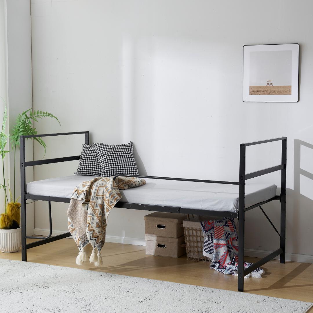 高さ調整出来るロフトベッド パイプベッド　シングル　北欧風 一人暮らしBLACK