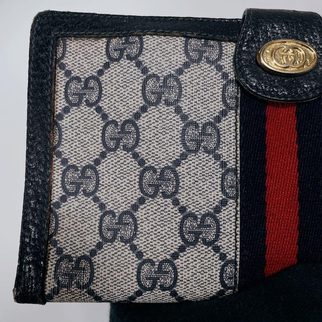 GUCCI　オールドグッチ　シェリーライン　GG柄　PVC　レザー　三つ折り財布