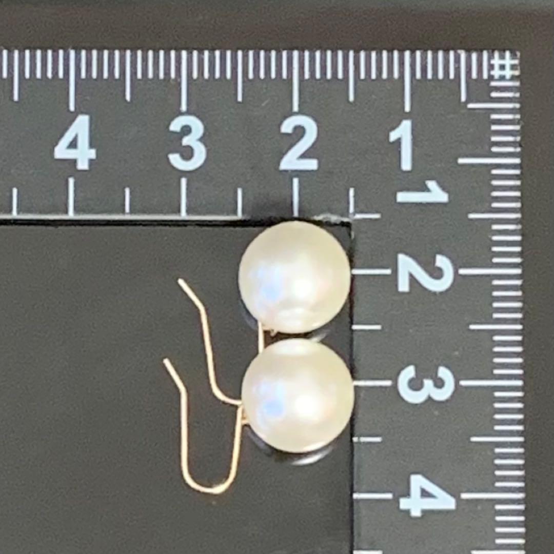 ウ*ー様 《美品！！》⭐︎K18本真珠フックピアス 刻印あり ホワイトパール9.