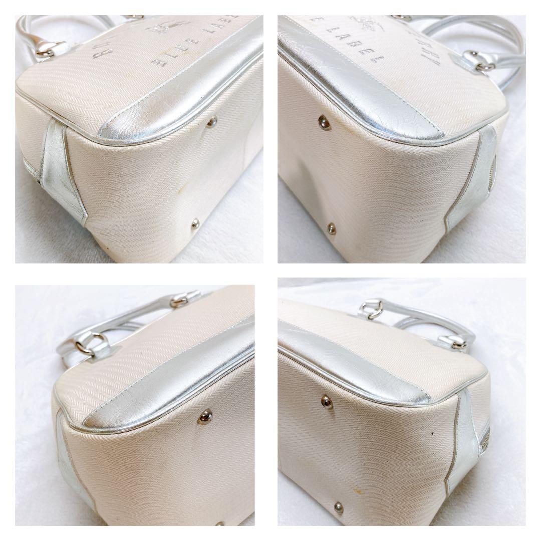 ✨美品✨バーバリー　ブルーレーベル　ミニボストン ロゴ キャンバス レザー