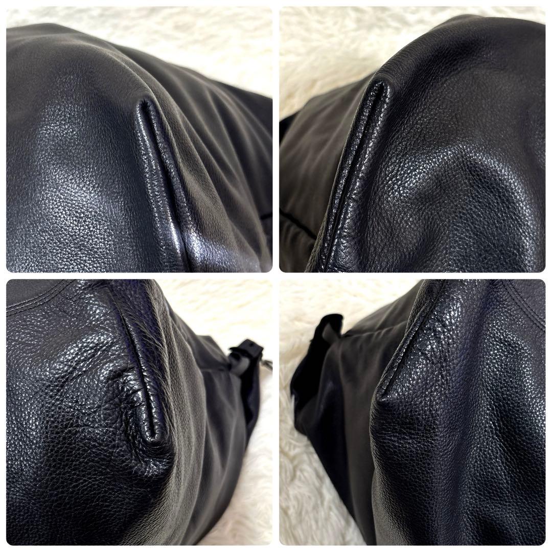 超大容量✨ ロンシャン ボストンバッグ 旅行かばん オール レザー シボ革 黒