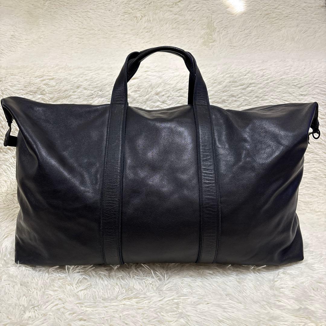 超大容量✨ ロンシャン ボストンバッグ 旅行かばん オール レザー シボ革 黒