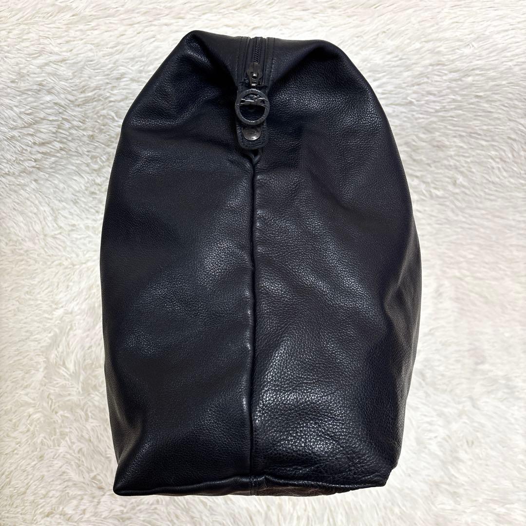 超大容量✨ ロンシャン ボストンバッグ 旅行かばん オール レザー シボ革 黒