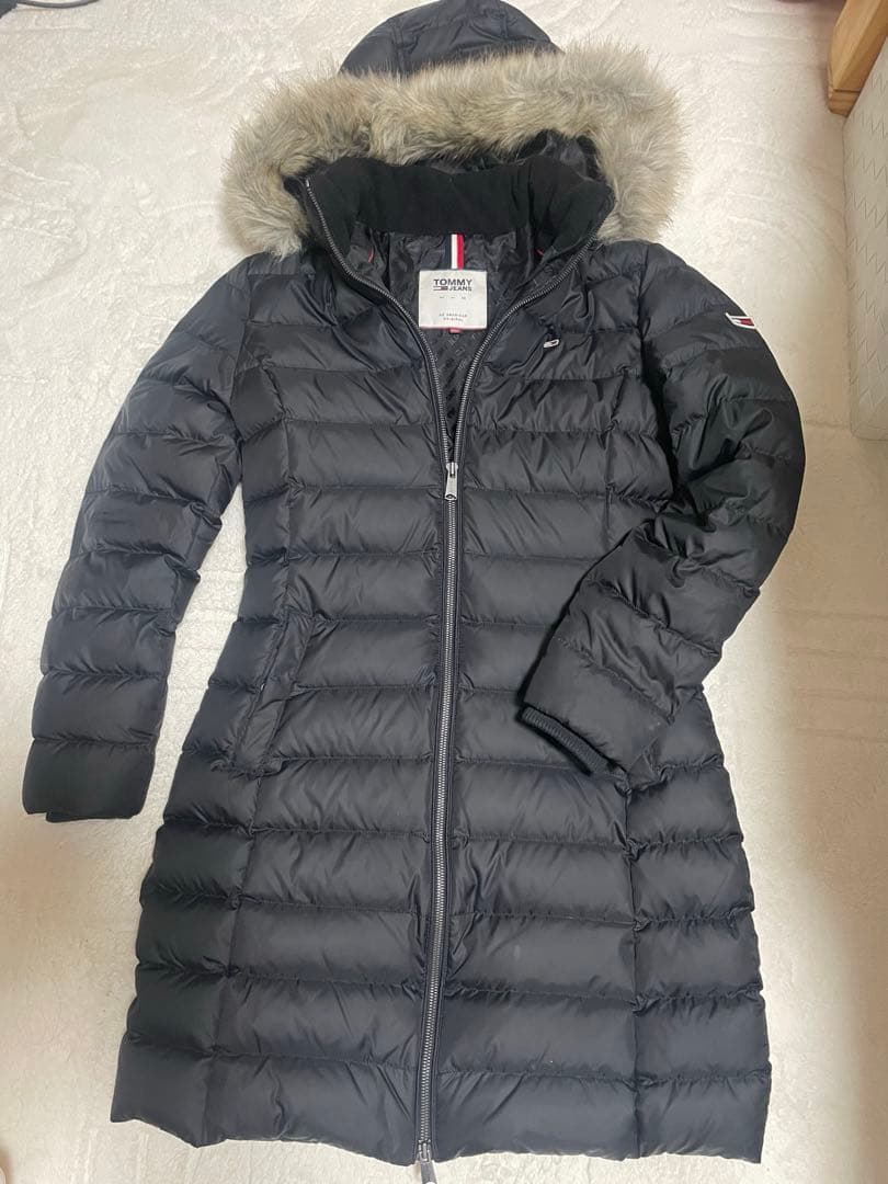  JEANS ブラック ロング ダウン ジャケット M トミー