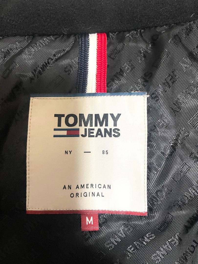  JEANS ブラック ロング ダウン ジャケット M トミー