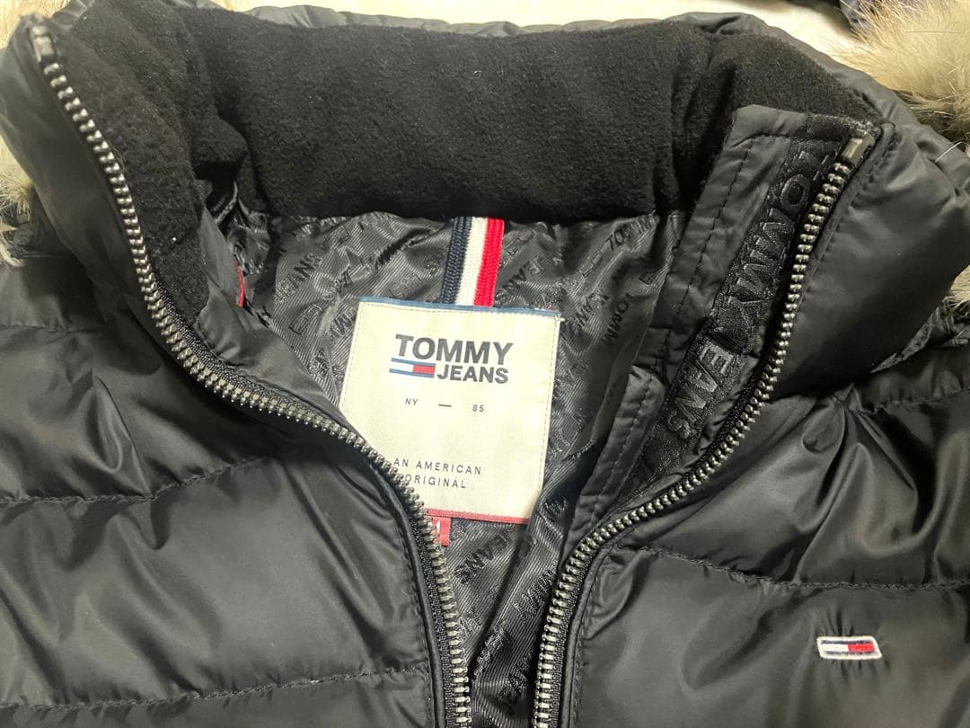  JEANS ブラック ロング ダウン ジャケット M トミー