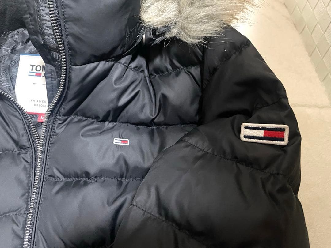  JEANS ブラック ロング ダウン ジャケット M トミー