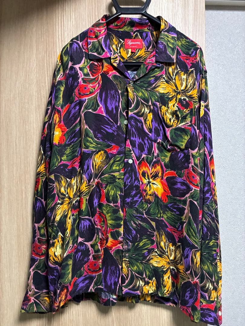 Syareme 花柄 レーヨンシャツ　長袖シャツ　総柄