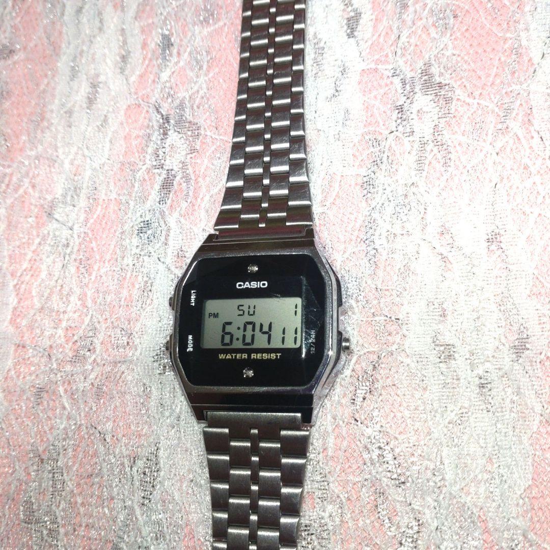 ✨美品✨CASIO✨チープカシオ A159W　天然ダイヤ付きメンズ腕時計