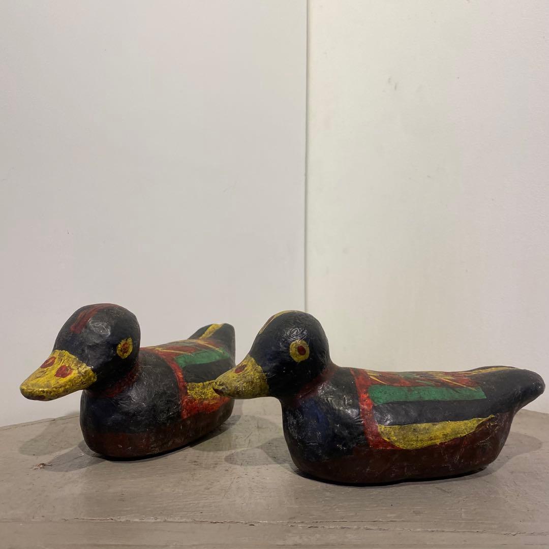 紙縒り細工 水鳥 雁 二羽セット アンティーク