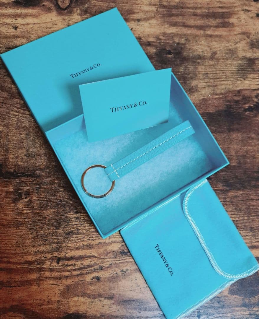 専用 ティファニー ターコイズブルー レザー キーリング ホルダー