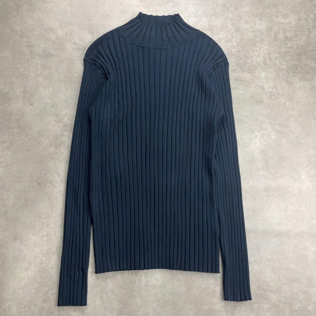 美品　SOEJU ソージュ　ワイドリブタートルネックニット ネイビー M
