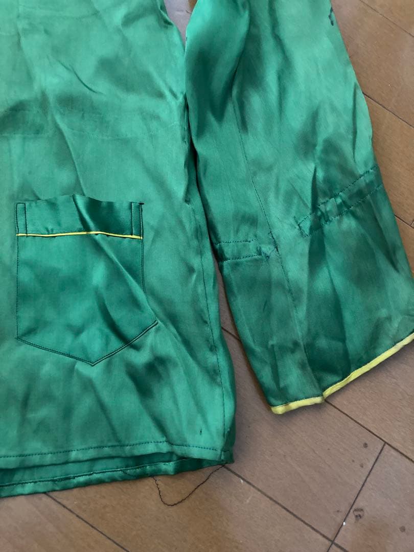 1940・50sチャイナシャツ　スーベニア 緑色ドラゴン刺繍