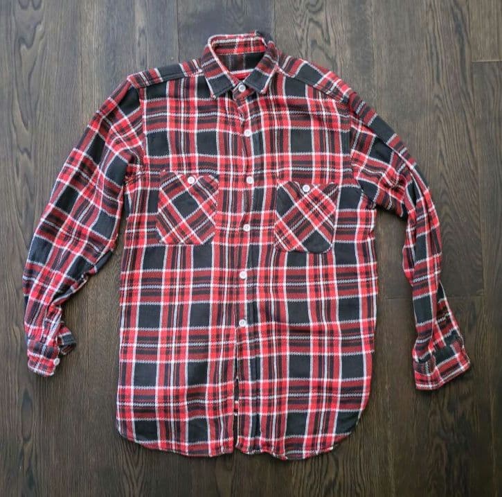 レア 1950-60s ヴィンテージ \"マチ付き\" パイル地 ネルシャツ