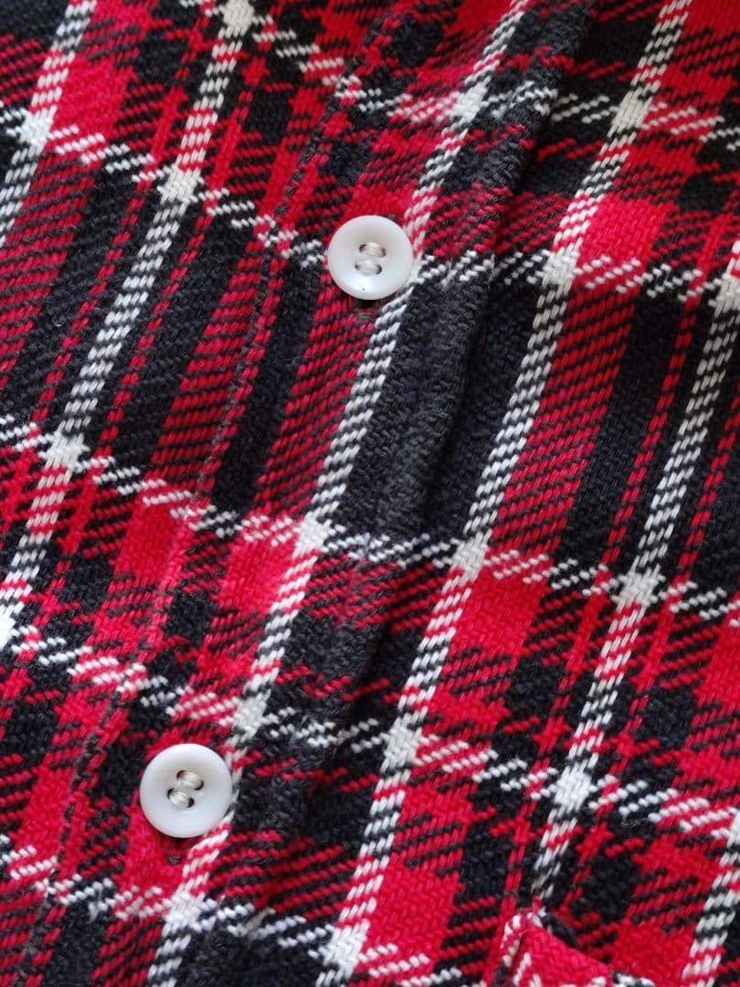 レア 1950-60s ヴィンテージ \"マチ付き\" パイル地 ネルシャツ