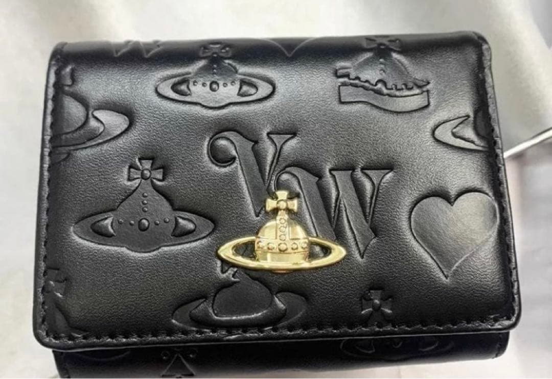 エナメル三つ折り財布 ブラック-165